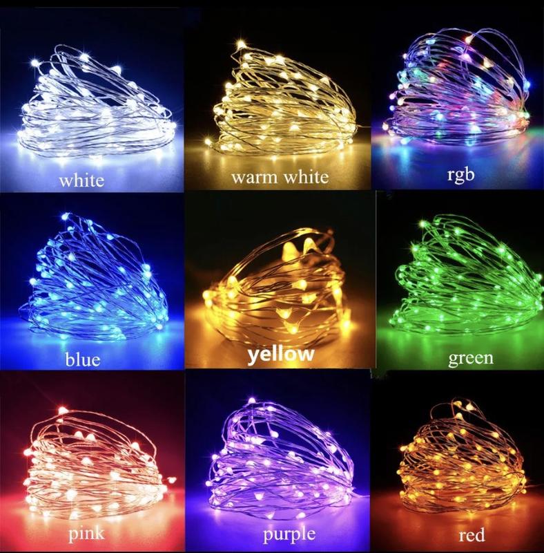 (Đầu Cắm USB) Dây Đèn Led Đom Đóm Dài 10 Mét 100 Bóng FairyLight Trang Trí Không Chớp Trang Trí Lều Trại, Góc Học Tập