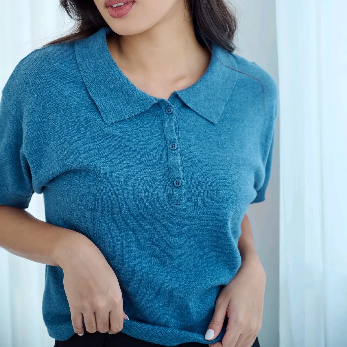 MUKU JOAN KNIT POLO TOP