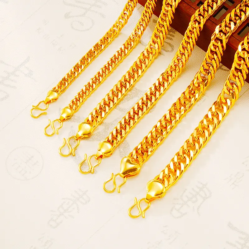 Classic 24K Gold Bracele for Women Vintage Gold Plated Chain Bracelet Men Bracelet Fashion Wholesale