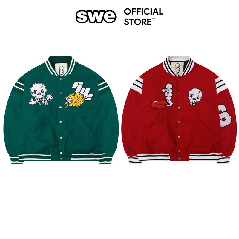 Áo Varsity Local Brand Unisex SWE TIGER/ DREAM VARSITY JACKET - Xanh & Đỏ