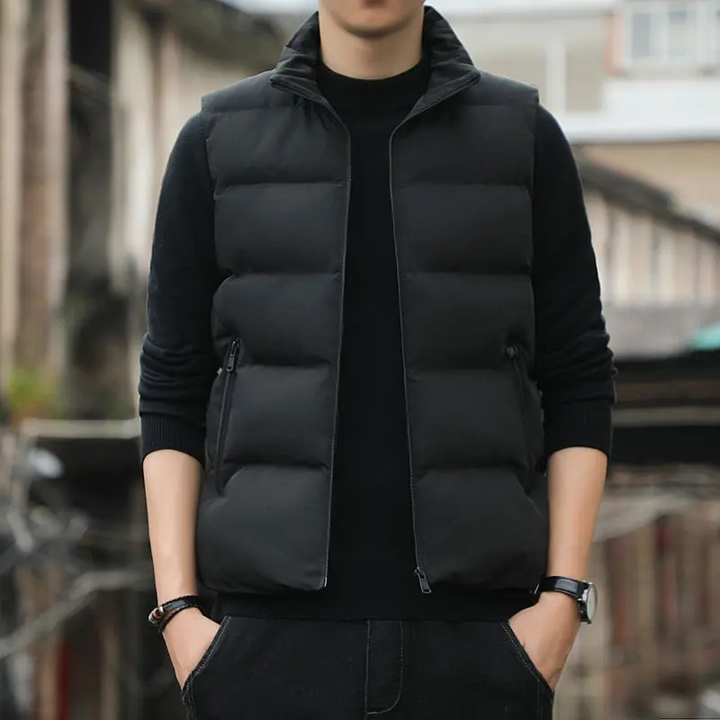 Áo Vest Độn Bông, Áo Khoác Nam Mùa Thu Và Mùa Đông, Cỡ Lớn, Thiết Kế Thời Trang Thanh Niên, Không Tay, Áo Mặc Bên Ngoài, Thích Hợp Cho Nam Giới 8