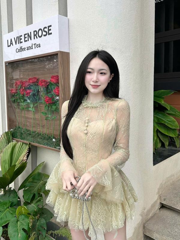 [CÓ SẴN] Váy ren tay loe dáng xoè bồng đính kim sa thời trang nữ Women Dress TGS05 2