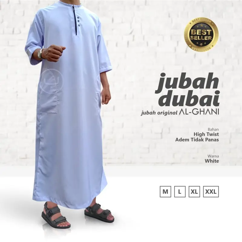 Jubah lengan pendek pria terbaru kekinian abu gamis Muslim Dewasa  Remaja 0