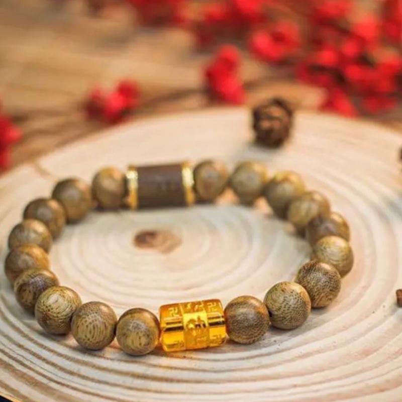  Vòng tay gỗ trầm hương mix Omani  đốt trúc BVN8k 