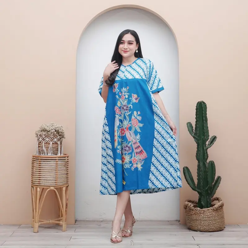 Daster payung encim motif parang-Daster bahan rayon premium busui freindly motif bunga lengan pendek ukuran standar ld 110 Pb 115 baju rumahan adem homedress kekinian adem nyaman dipakai Panjang Kain Ibu Menyusui 7