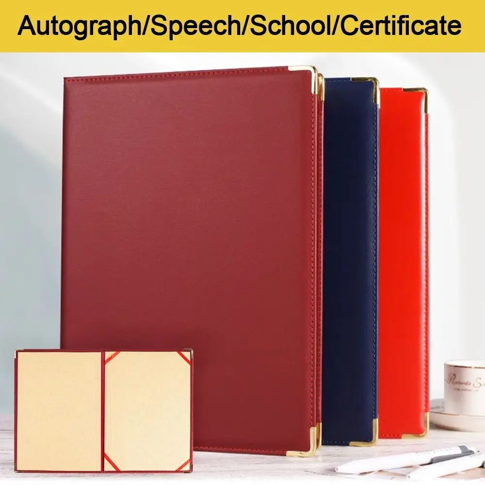 Good Quality PU Leather Blank Folder A4 Thicken Certificate Holder Paper Cover