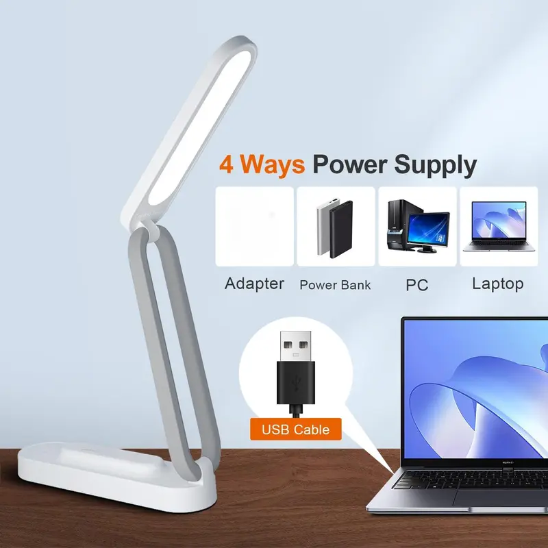 LED Desk Lamp, Rechargeable LED Desk Lamp with 3 Brightness Settings, Dimmable Indoor Reading Light, Cordless Button Control Light 4