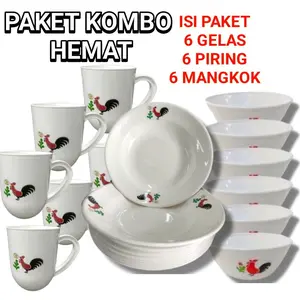 PAKET KOMBO HEMAT MANGKOK PIRING DAN GELAS Plastik Kitchenware Plastik souvenir  mangkok mangkok  daun mangkok  daun ramah lingkungan mangkuk dessert Peralatan Makan