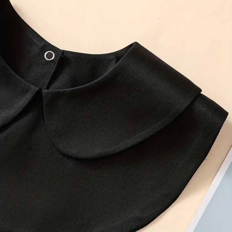 1pc Women's Black and White Collar Faux Collar, 100% Polyester Woven Shoulder-Style Detachable False Collar for Daily Wear, Round Neck 6