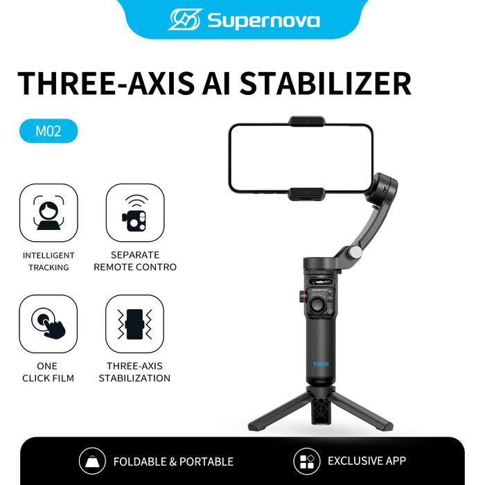 Gambar Supernova M02 Gimbal 3 Axis hp Gimbal Stabilizer hp Smartphone & Action Cam Ultra Stable Gimbal Face Tracking Auto-Inception+Lampu LED Tripod Mini dari MONSTER INDO Kota Tangerang Tokopedia