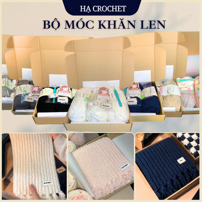 Bộ Móc Khăn Len Tặng Tag Tên theo yêu cầu - Set Móc Khăn Len , Set Móc Nguyên Liệu đầy đủ tặng tag tên, Video Hướng Dẫn dễ dàng , Quà tặng tự làm ý nghĩa - Quà tặng vĩnh cửu - Thời trang mùa đông - Diy