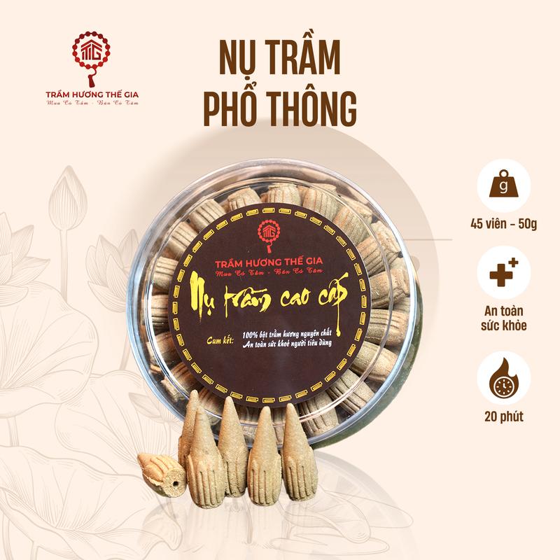 Loại Thông Dụng Nụ Trầm Hương Hộp 45 Nụ - Phù hợp không gian trên 20m2 bàn thờ thần tài gia tiên thơm dịu nhẹ mua 2 hộp tặng 1 lư sứ Dầu Thơm Phòng Dầu Thơm Nước Hoa nutram huong