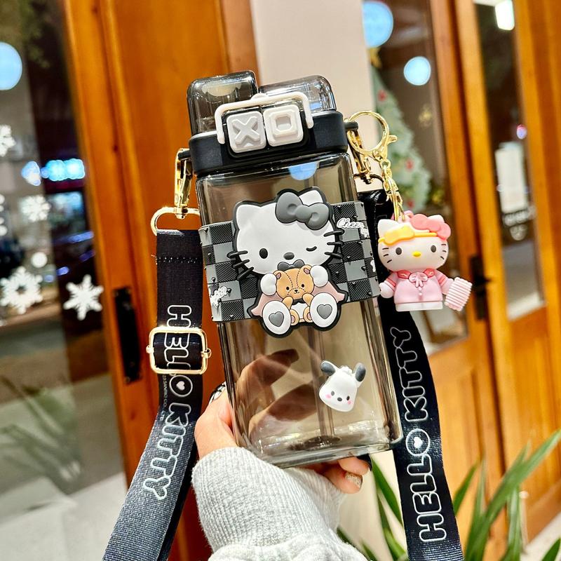 Product Introduction of Sanrio Tritan Plastic Water Cup Double Drink Kids Water Bottles Portable Tumbler  Mug With Straw  School Day Birthday Gift  Kuromi Cinnamoroll Hellokitty Reusable Bottled Drinkware Washable 18