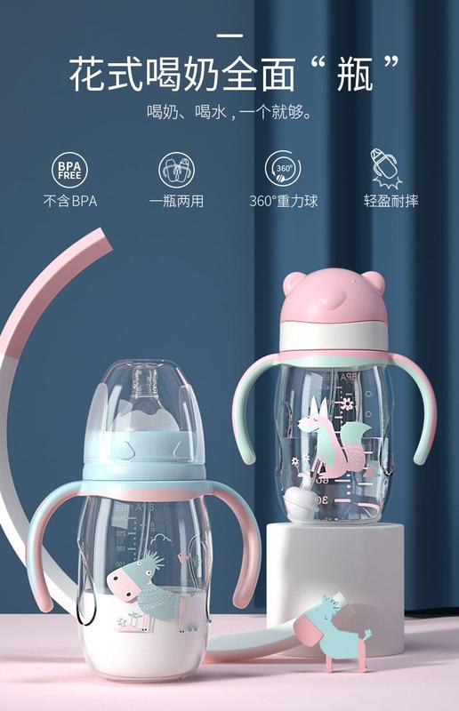 Product Introduction of Bình Sữa Cho Em Bé Chống Rơi, Chất Liệu Nhựa Pp, Thích Hợp Cho Trẻ Sơ Sinh, Bình Sữa Cỡ Rộng Có Tay Cầm Ống Hút, Cốc Uống Nước Cho Trẻ Sơ Sinh 0