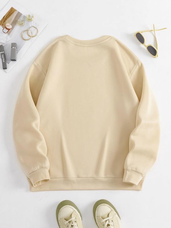【Plus Size】 Letter & Heart Print Crew Neck Sweatshirt, Casual Long Sleeve Pullover for Fall & Winter, Women's Plus Clothing for Daily Wear 4