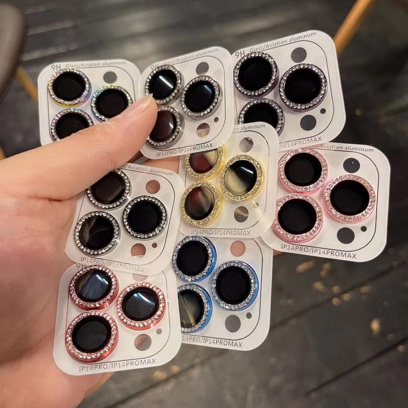 Nắp Ống Kính Máy Ảnh Kim Cương Thích Hợp Cho iPhone 17 ProMax iPhone 14 Pro iPhone 16 iPhone 15 iPhone 13 iPhone 12 iPhone 11 iPhone 17Air Miếng Dán Ống Kính Điện Thoại Phim Kính Cường Lực Bảo Vệ Thích Hợp