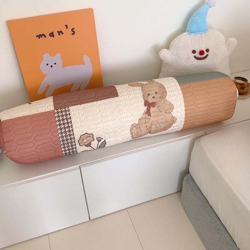 Gối ôm người lớn vỏ trần cao su non may bịt đầu có khoá kéo ở thân, ruột bông gòn kháng khuẩn kích thước 35x100cm ( chọn mẫu)