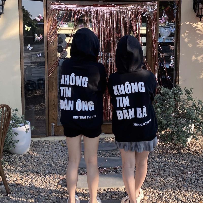 Áo Hoodie KHÔNG TIN ĐÀN ÔNG ĐẸP TRAI THÌ TIN In Chữ Kim Tuyến Unisex Nam Nữ Form Rộng Chất Nỉ Bông Menswear