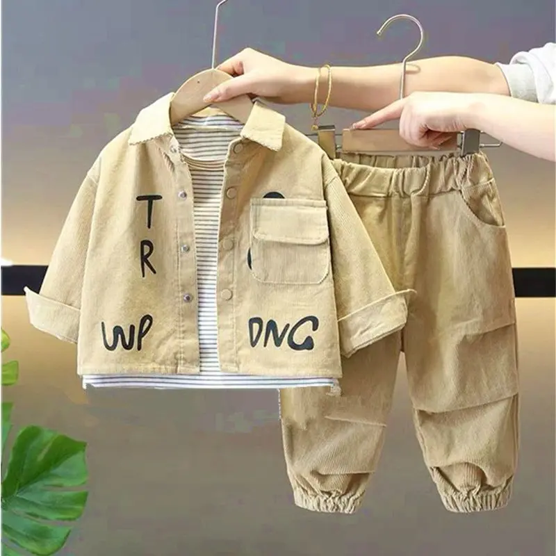 Bộ Quần Áo Mùa Thu Cho Bé Trai, Phong Cách Phương Tây, Đẹp Trai, Thích Hợp Cho Mùa Xuân Và Mùa Thu, Phong Cách Hàn Quốc, Hợp Xu hướng Và Ngầu, Quần Áo Trẻ Em, Bộ Hai Mảnh, Hàng Mới Về Năm 2024 1