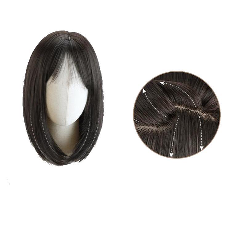 Wig Mid-length Straight Hair Full Head Cover Natural One-Piece Fashion Clavicle Hair Lightweight Breathable Wig Head Cover 6