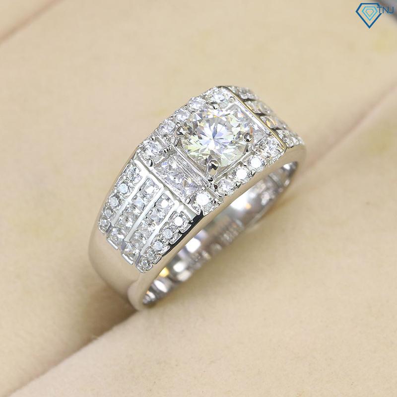 Nhẫn nam bạc TNJ gắn Moissanite 6 ly cao cấp NNAM0088