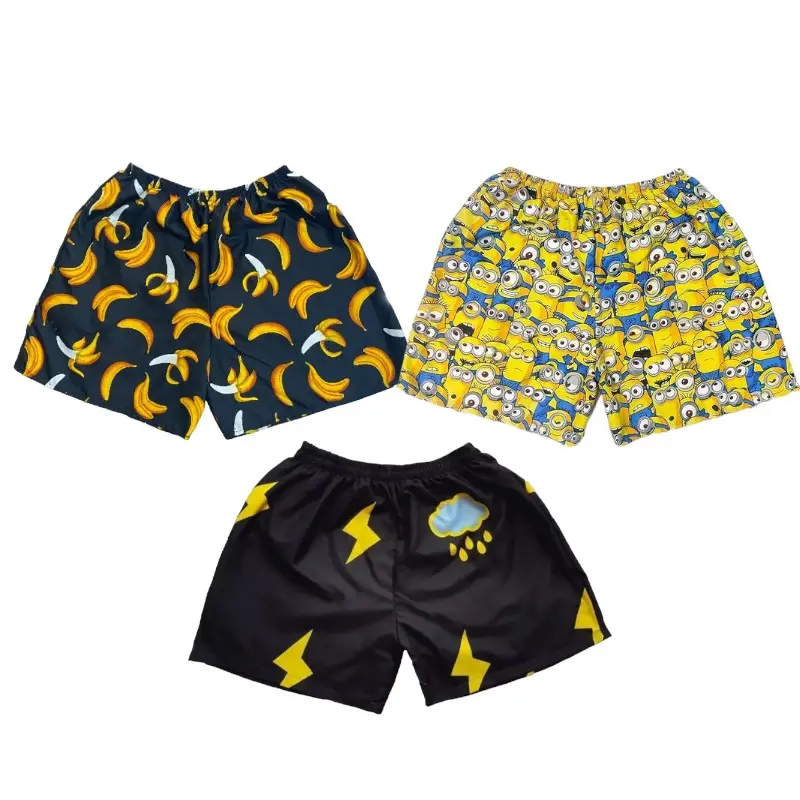 NEW 3 PCS CELANA PENDEK PRIA WANITA UNISEX CELANA SANTAI BAHAN ADEM MOTIF RANDOM Nyaman 5