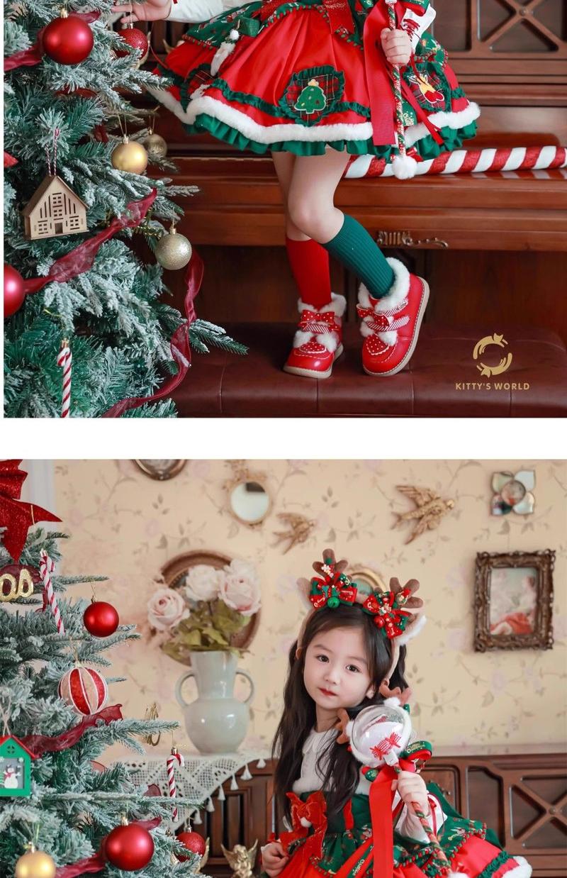 Product Introduction of Quần Áo Giáng Sinh Cho Trẻ Em, Váy In Hình Nai Sừng Tấm, Áo Choàng Đỏ, Váy Mùa Đông Cho Bé Gái, Váy Lolita Và Công Chúa, Phong Cách Phương Tây 19