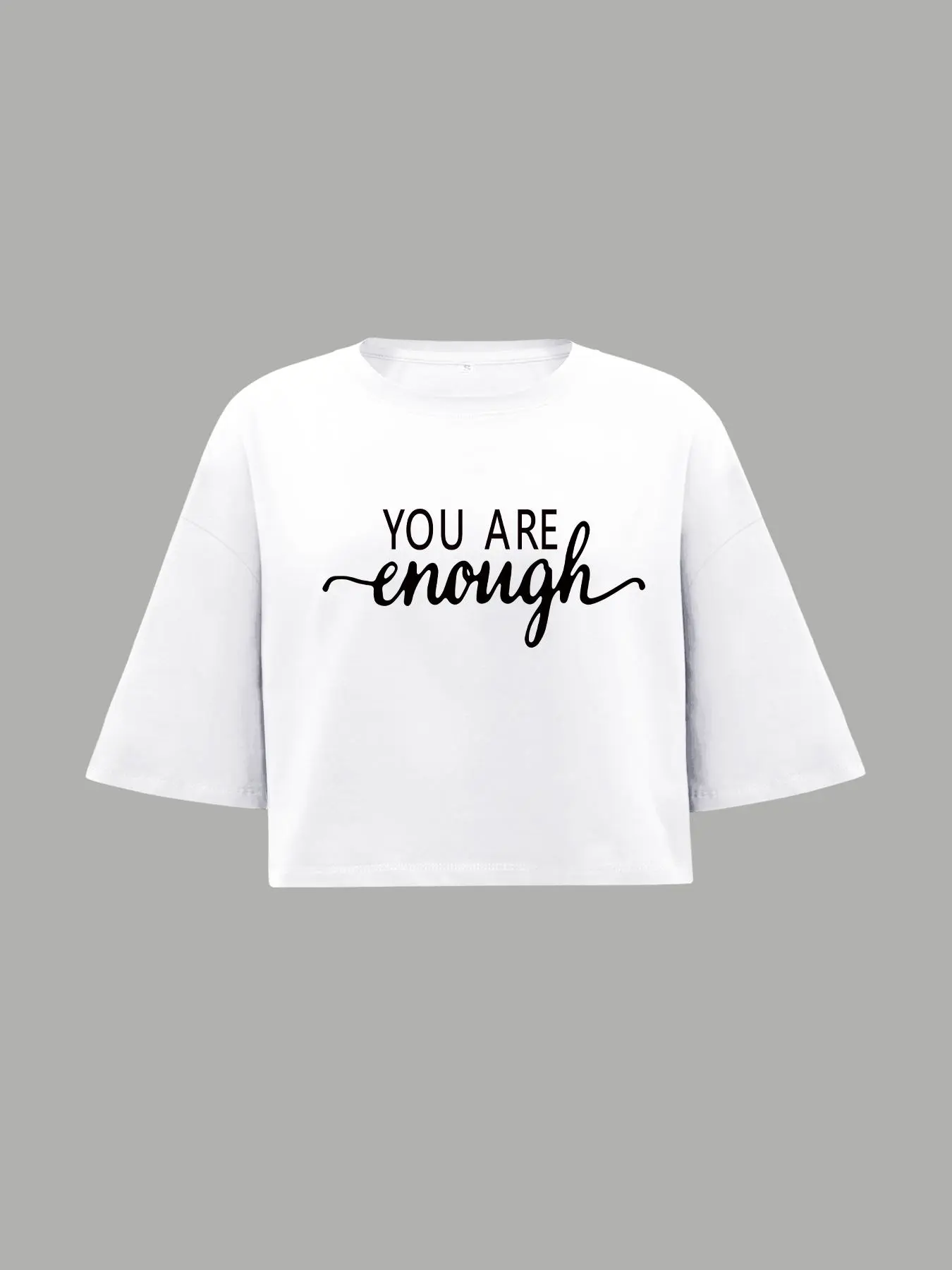 Women's Letter Print Round Neck Crop Tee, Casual Short Sleeve Crew Neck T-shirt for Summer, Fashion Women's Top for Daily Wear