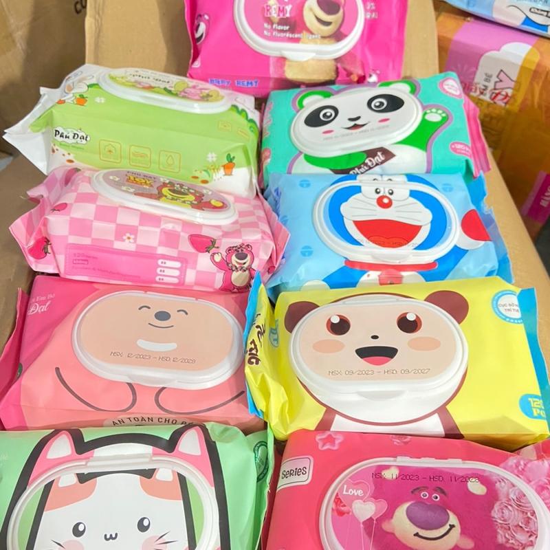 [Combo 10 gói] Khăn giấy ướt Phú đạt không mùi, không cồn, date xa an toàn cho bé Khăn Ướt