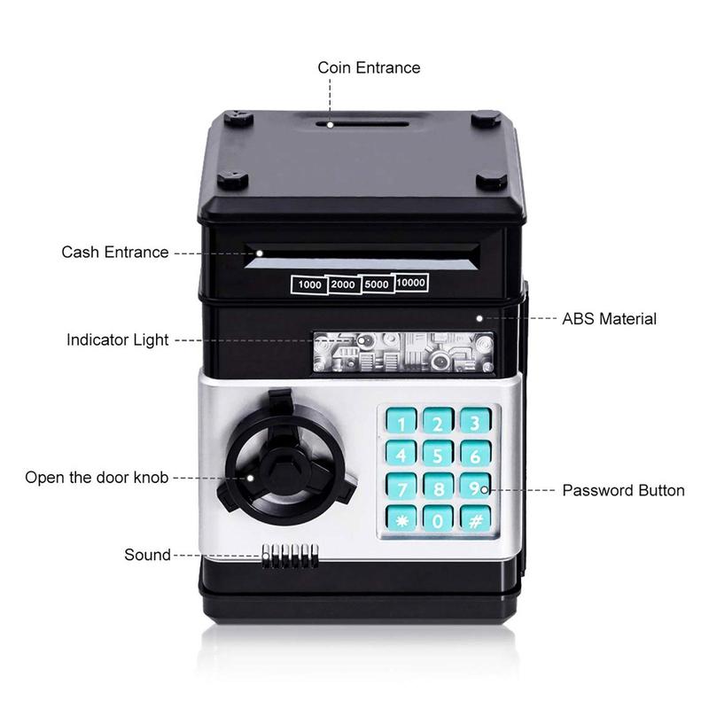 Cash Coin Piggy Bank, Electronic Coin Bank, Money Saving Machine, Home Decor for Living Room, Bedroom, Office(Batteries Powered, Batteries Not Included) 4