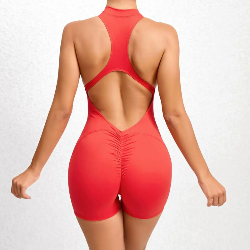 Áo liền quần thể thao có dây kéo dành cho phụ nữ, quần yếm ngắn Lycra dành cho phòng tập thể dục, quần áo tập luyện mới dành cho phụ nữ, bộ thể thao, quần áo Yoga, Xanh Biển 5