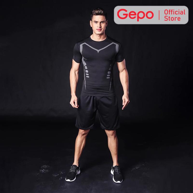 GEPO Áo Thun Thể Thao Nam Cộc Tay Chuyên Tập Gym Tập Thể Dục Sport Chất Liệu Co Giãn Thấm Hút Mồ Hôi Ôm Body