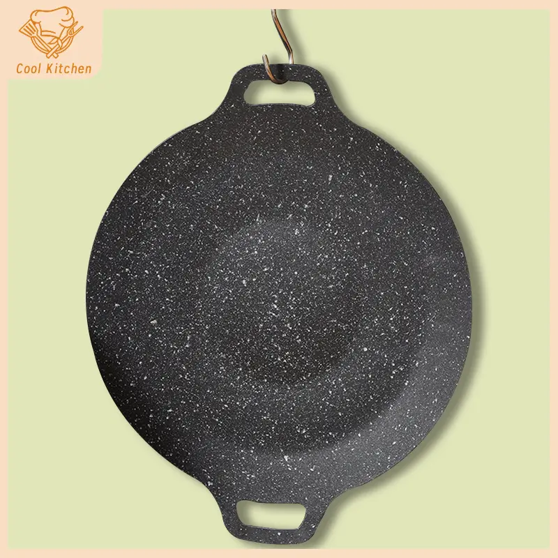 Korean Non-Stick BBQ Pan For Outdoor Camping BBQ Takoyaki, Smokeless, Medical Stone Design, Household Cookware