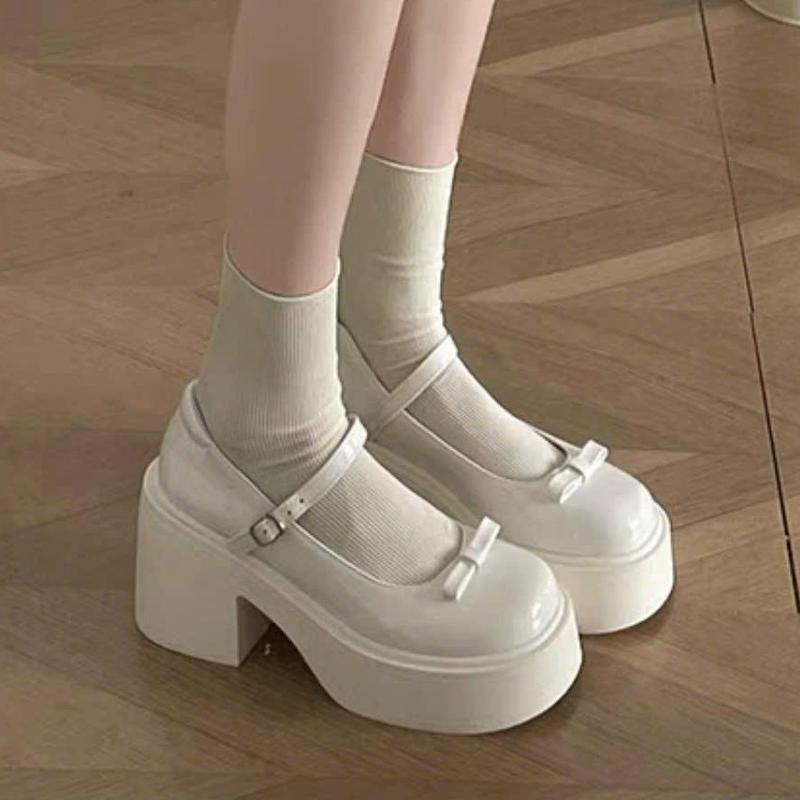 [FULLBOX-MỚI] Giày Mary Jane Nữ DUP NO Đế Cao 8-9cm búp bê Lolita da quai cài màu đen/kem đẹp hot giày  mary Shoes