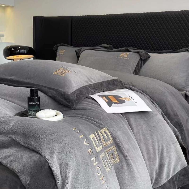 Bộ Chăn Ga Gối Nỉ Nhung GIVENOHY Mềm Mịn, Thời Thượng Đẳng Cấp. Set 4 Món Gồm: 2 Vỏ Gối Đầu 50x70cm, 1 Ga Trải Giường, 1 Vỏ Chăn Lồng ruột 2mx2m3