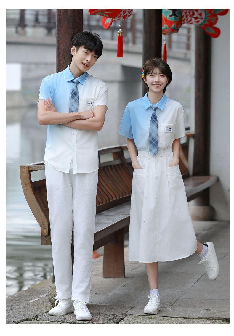 Product Introduction of Graduation Class Outfit Set - Trendy Gradient Color Short Sleeve Shirt |     School Uniform for Middle School Students, Performance & Recital |     Stylish Academic Wear (Boys & Girls) 16
