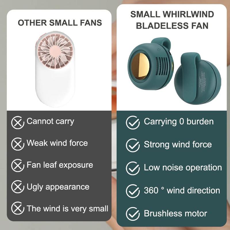 Product Introduction of Portable Silent Mini Bladeless Electric Fan, 360° Rotatable Small Personal Fan with Clip, Rechargeable Rotating Fan for Outdoor & Travel & Office 11