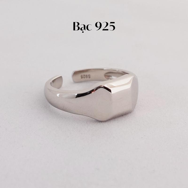 Nhẫn bạc freesize signet trơn hình chữ nhật phù hợp cả nam và nữ | Midas Jewelry | M38