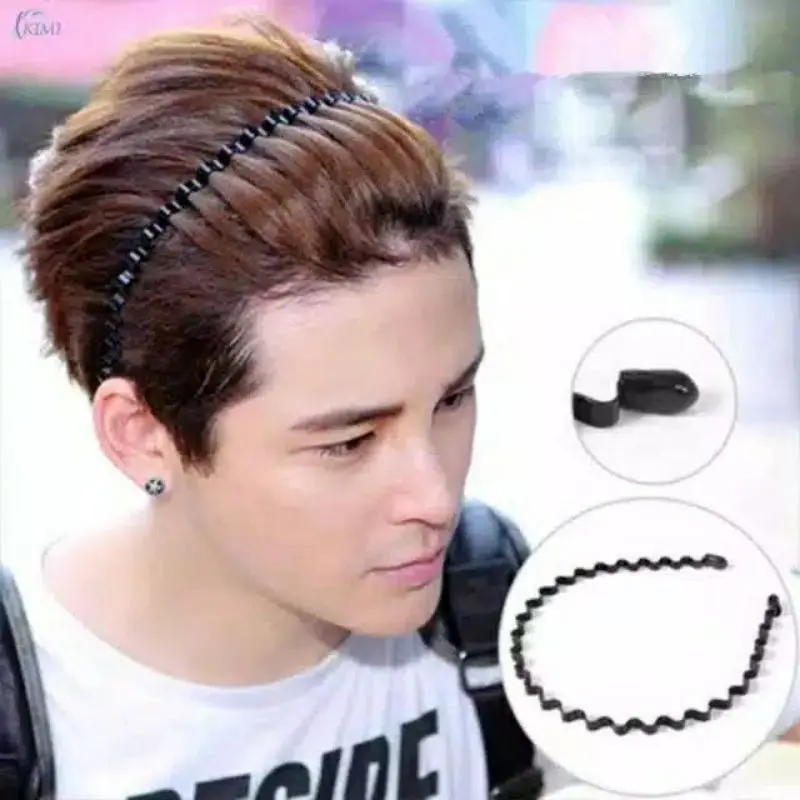Bando Korea Bentuk Gelombang Zigzag Hitam / Bandana Aksesoris Headband Sirkam Rambut Bahan Besi 4