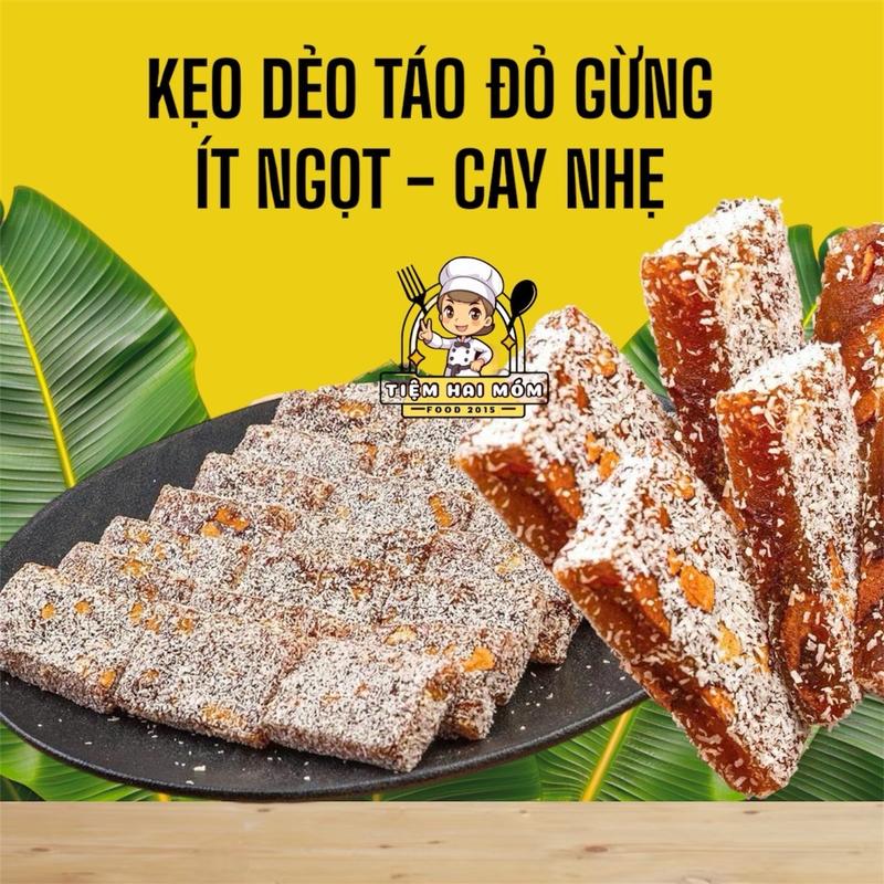 [LOẠI NGON TÚI 1KG] Kẹo Dẻo Gừng Táo Đỏ Phủ Dừa Thơm Ngon, Kẹo Dẻo Ít Ngọt Thơm Cay Nhẹ Vị Gừng Dịu Mát Ấm Bụng Tốt Cho Sức Khoẻ