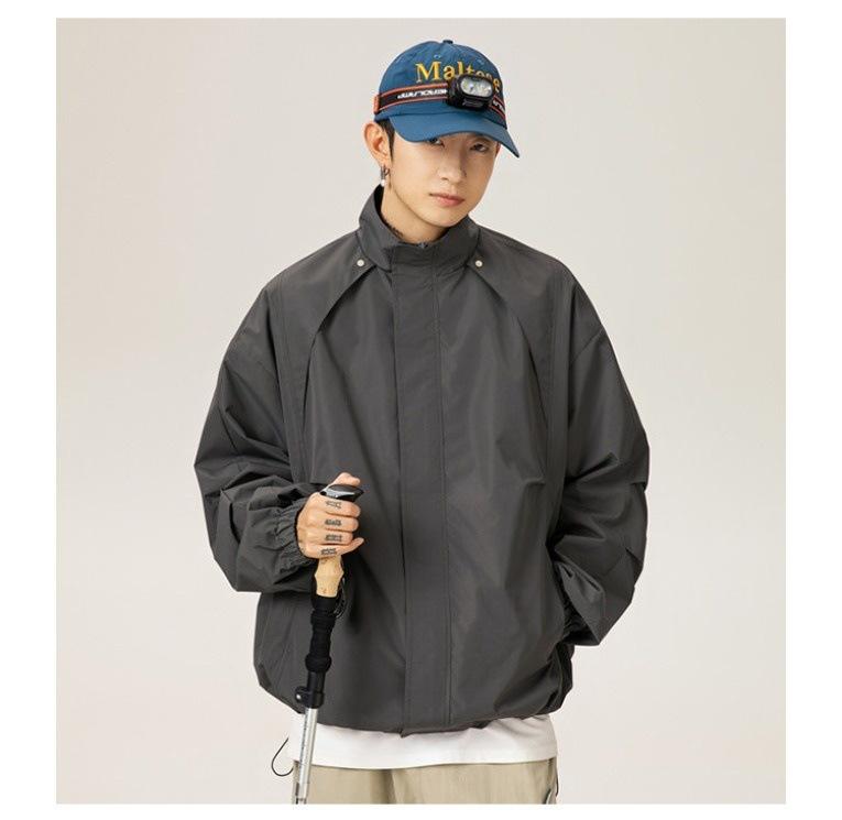 Product Introduction of Japanese Waterproof Pleated Design Men's Jacket - Autumn Casual Loose Fit Unisex Streetwear Workwear Windbreaker Coat (Trendy & Versatile) 9