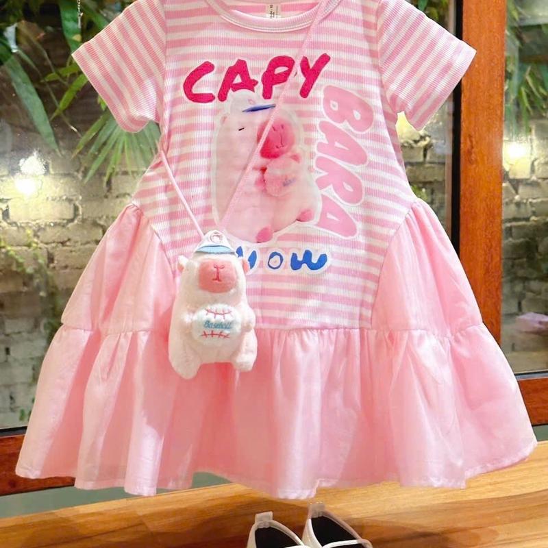 T6 : 8-23kg : váy cottong hình capybara phối gấu chất tơ mềm.  Váy không kèm túi bông. 4