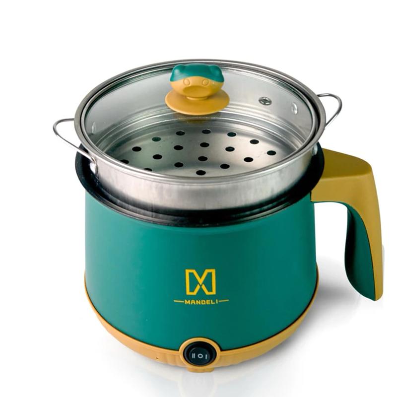 Nồi Lẩu Điện Mini, Nấu Mì 2 Tầng Kèm Giá Hấp Đa Năng Nướng, Luộc, Chiên Chống Dính Vân Đá Tiện Lợi Nồi Điện Inox