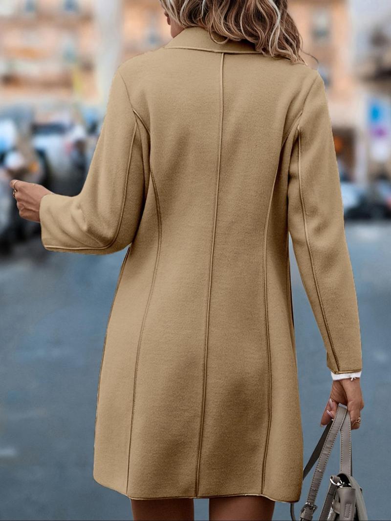 Product Introduction of Women's Solid Button Front Pocket Coat, Elegant Long Sleeve Collared Outerwear for Fall & Winter, Women's Clothing for Daily Wear， Jackets for Women 7