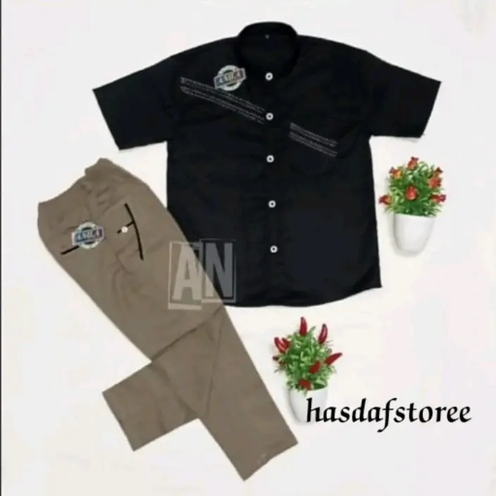 setelan anak laki-laki terbaru // set kemeja polos dan cinos Celana Fashion