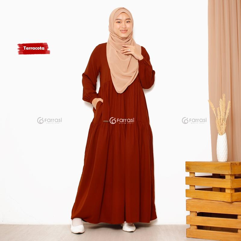 Gamis Rempel Susun Bahan Crinkle Airflow \ Busana Muslimah Terbaru \ Gamis Wanita Busui Friendlyrbaru busui 3