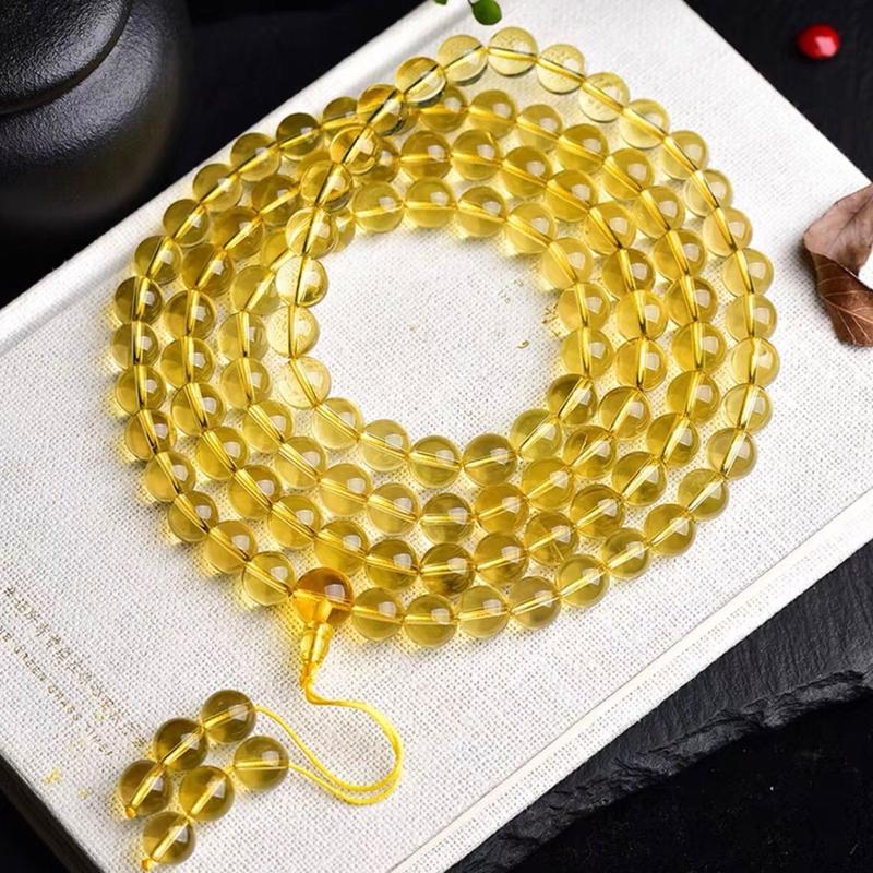 Vòng Tay Chuỗi Hạt, Citrine Chanh Tự Nhiên, 108 Hạt, Dành Cho Phụ Nữ Và Nam Giới, May Mắn, Công Việc Thịnh Vượng, Đồ Trang Sức Nam Và Nữ, Vòng Tay Nhiều Vòng, Đồ Trang Trí 1