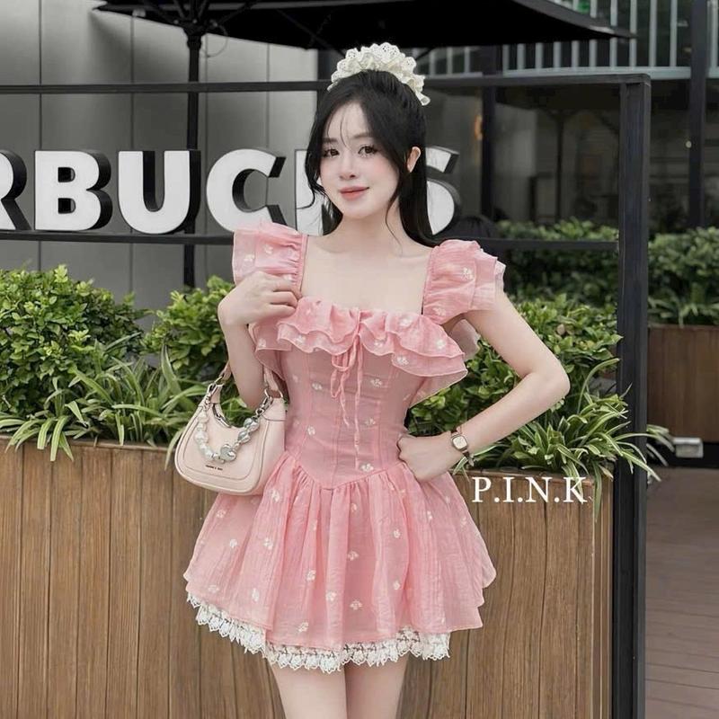 Đầm Hoa Dự Tiệc Kiểu Cánh Tiên Phối Ren Có Mút Ngực Dáng Xoè Dễ Thương 2