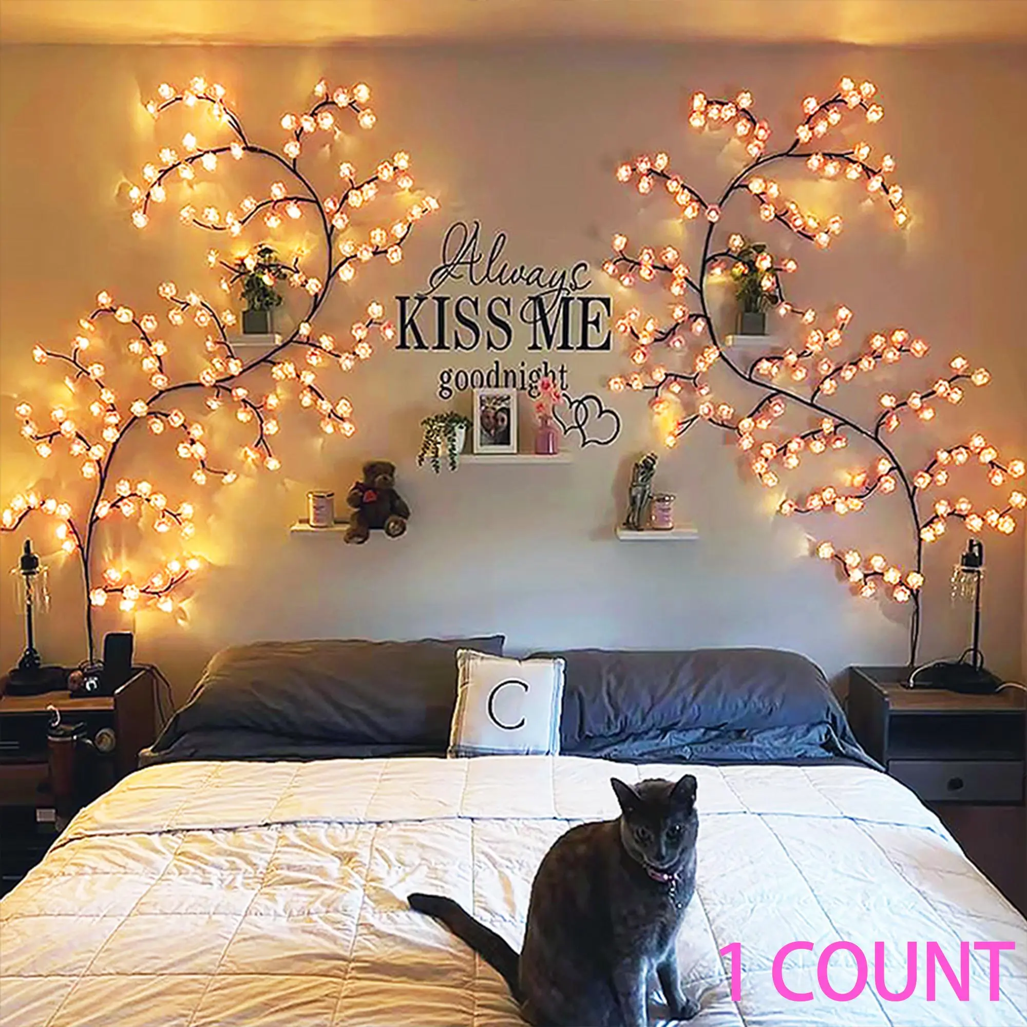 Mother's Day 144LED Tree Branch Design Light, 1 Count USB Powered LED Light, DIY Cherry Blossom Decorative Light for Home Bedroom Party Wedding Festival