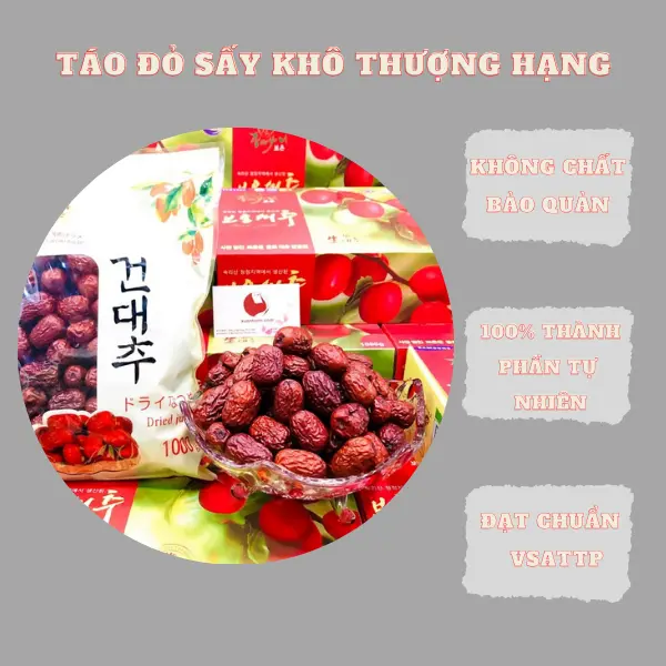 Táo Đỏ Sấy Khô Thượng Hạng – Ngọt Tự Nhiên, Dưỡng Huyết, Bổ Tỳ Size Nhỏ